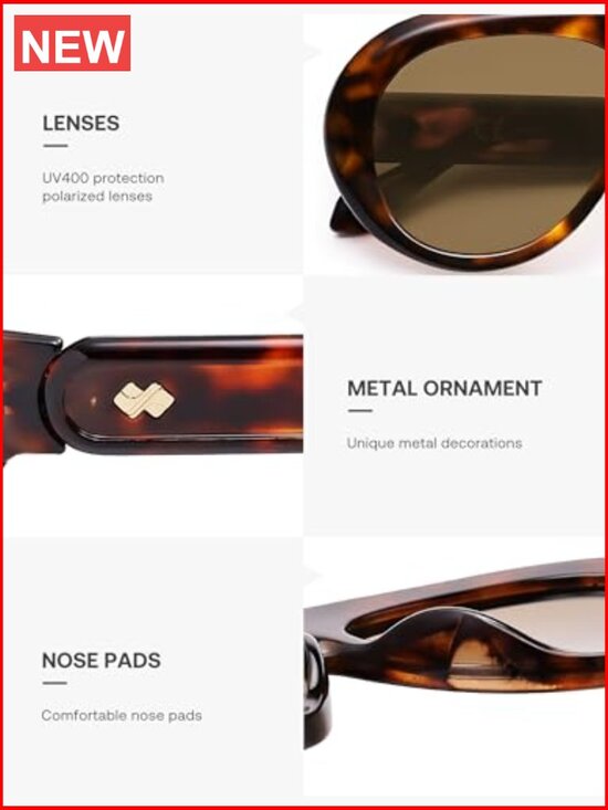 Oversized Polarized Aviator Sunglasses UV Protection Retro 70s Style Unisex main image 5